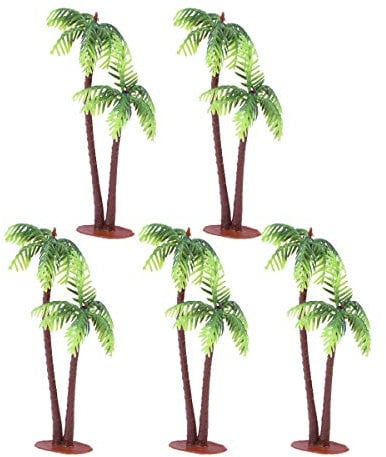 Tinksky 5 x Kunststoff-Kokospalmen, Miniatur-Pflanzen, für Blumentöpfe, Bonsaibasteln, Mini-Landschaften, Puppenhaus, künstliche Deko
