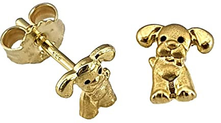 Kinderohrringe Hund in Gold 333 Ohrstecker Gelbgold Qualität Stecker