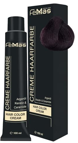 FemMas Haarfarbe Mittelbraun Mahagoni 4.5 I Creme Haarfarbe mit Arganöl, Keratin & Ceramiden I Als dauerhafte Haarfärbung oder Tönung für strahlende, haltbare Farbergebnisse I 100 ml