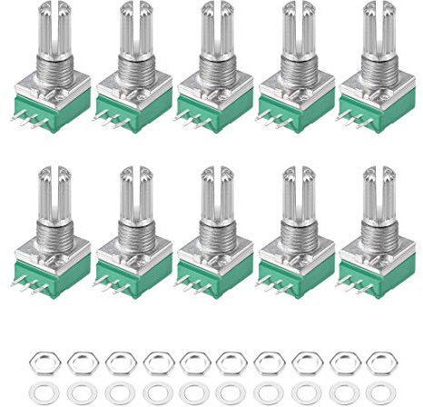 sourcing map 10KOhm Variable Résisteur Film Carbone Rotatif Simple Cône Potentiomètre, 10Pcs