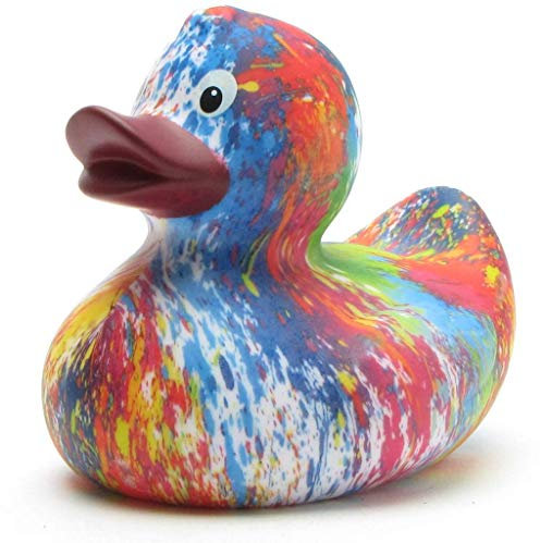Duckshop I Rainbow Badeen mit lila Schnabel I Quietscheente I L: 9 cm