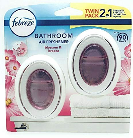 New Febreze 2in1 Bathroom/Small Spaces Air Freshener Blossom & Breeze 7.5 ml. Twin Pack