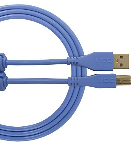 UDG U95001LB Câble USB 2.0 (A-B) - Audio haut débit optimisé - Câble USB 2.0 A mâle vers B mâle - Bleu - 1 m - Compatible avec tout appareil USB A-B