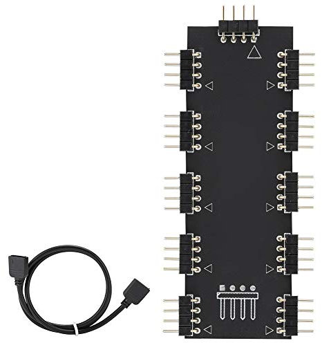Tonysa 10-channel RGB hub AURA SVNc Horizontal pin design Motherboard RGB Fan Extension Cable(12V 4-Pin)