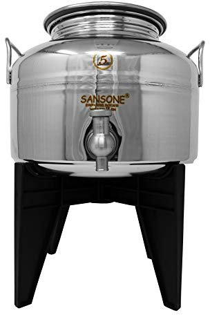 SANSONE Fusto bidone di Acciaio Inox 5lt. Supporto per Contenitore con Rubinetto per Cucina