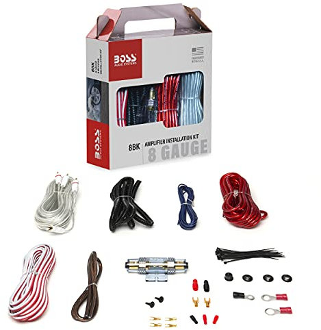 BOSS Audio Systems 8BK 8 Gauge Amplifier Installation Wiring Kit - A Car Amplifier Wiring Kit Helps You Make Connections and Brings Power To Your Radio, Subwoofers and Speakers