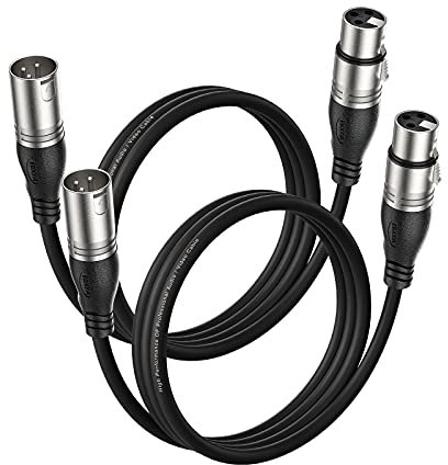 EBXYA Cable XLR 1M 2Pack Cable XLR macho a hembra Cable de micrófono Cable DMX equilibrado de 3 pines Cable de conexión XLR