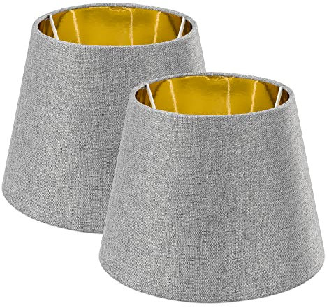 Navaris 2x Lampenschirm Tischlampe E27 rund - 16,2x15,3x22cm - Lampenschirme für Tischlampen Set - E 27 Leuchtenschirm - Grau Gold