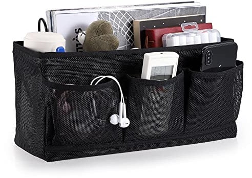 IGNPION Net Nachttisch-Hängeaufbewahrung Betttaschen Körbe Schlafsaal Bett Organizer Caddy Mehrzweck-Hängende Aufbewahrungstasche für Zuhause, Büro, Schule, Wohnheim, Krankenhaus, Schwarz