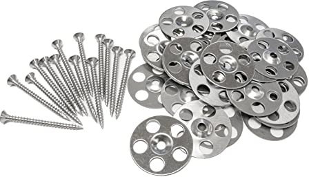 Thermopanel Pack of 200 Tile Backer Board Washers with Screws - Double Countersunk A2 Stainless Steel Washer and Screw Kit to Fix Insulation Boards, Floors and Walls (4 x 50mm)
