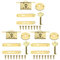 ECSiNG 3 Sets Cabinet Locks - Exquisite Decorative Jewelry Box Locks with Keys & Screws - Vintage Wooden Box Gold