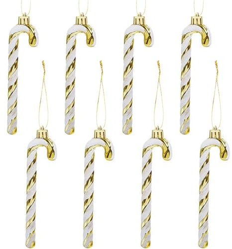 14CM Glitzer Weihnachtsbaum Deko Gold Zuckerstangen Anhänger 8 Stück Weihnachtsbaumschmuck Zuckerstange Weihnachten Deko Christbaumschmuck Baumschmuck Weihnachten