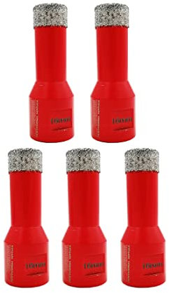 SHDIATOOL Lot de 5 forets diamantés - Diamètre de la scie cloche : 16 mm - Brasé sous vide pour béton, granit, marbre, porcelaine, carrelage, maçonnerie, brique