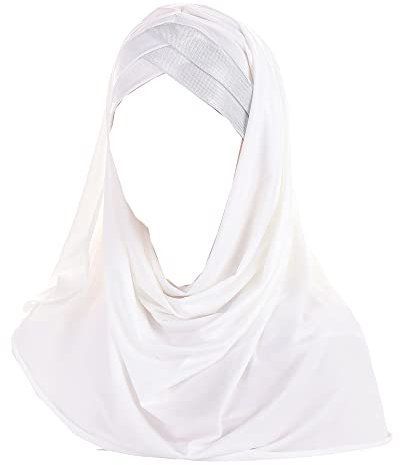 JDYaoYing Damen Pailletten Muslimischer Hijab islamischer glänzender Kopftuch Schal lange Turban-Kappe Kopfbedeckung, weiß, One size