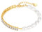 vissen Tennis Zirkonia Armband Damen Armband Weiss Perle Edelstahl Vergoldetes Kette SüßWasserperlen Armband Schmuck 165+45mm
