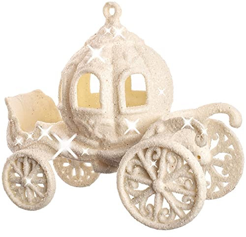 alles-meine.de GmbH 1 Stück Deko Figur Märchen Kutsche weißer Glitzer - 11 cm - Innen & Außen - bruchfest - wasserfest - Geldgeschenk - Shopping Tour - Einkaufen - Junggese..