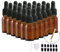 YBCPACK 24 Stück Pipettenflasche 10ml mit Glaspipette, Tropfflasche mit 24 Etiketten, 1 Stift und 4 Trichter, Braunglasflasche für chemikalien, ätherische öle - Dropper Bottle