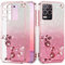 Yarxiawin For Realme 8 5G Case Clear Glitter Sparkle Aesthetic Realme 8 5G Phone Case Silicone Soft Flower Transparent Shockproof Cover Purple Slim