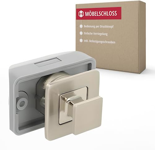 Gedotec Push Lock Schloss Wohnmobil I Camping Schubladen Verschluss wie Pull Lock I Möbelschloss Square Latch I Camper Ausbau Möbel I Druckknopfverriegelung quadratisch Wandstärke 12-16mm