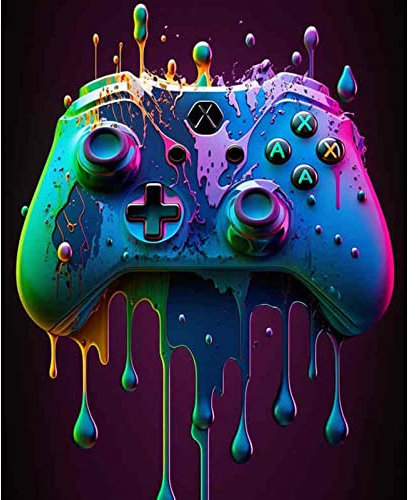 Walarky Game Controller Malen nach Zahlen für Erwachsene DIY Acryl Aquarell Malen nach Zahlen für Kinder Anfänger Kunst Handwerk Leinwand rahmenlos Jungen Zimmer Dekor Kunst Wandbilder(rahmenlos)