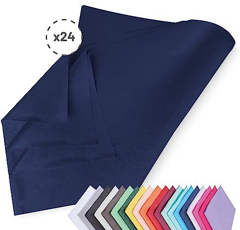 Verpackungswelt Seidenpapier 24 Blätter | 76x50 cm | Buntes Transparentpapier ideal als Verpackungsmaterial & Geschenkpapier | Papier zum Basteln | Schöne Dekoration | Bastelpapier in Marine