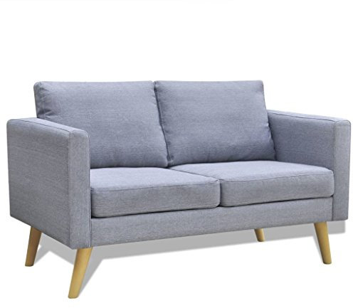 BaraSh Sofa 2-Sitzer Stoff Kleine Sofas FüR Kleine RäUme Lounge Sofa Outdoor 2 Sitzer Sofa Zweisitzer Hellgrau