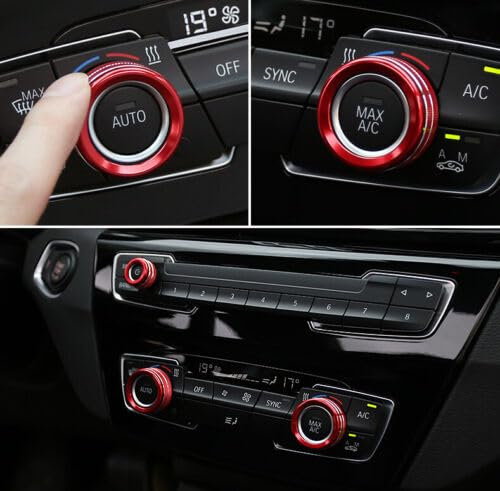 PKW-Butler Blende 3x Passend für BMW 1er 2er 3er X1 X2 Rot Alu Radio Regler Knopf Rahmen