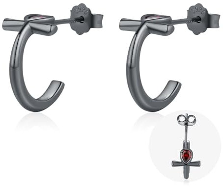Ankh Kreuz Ohrstecker 925 Sterling Silber Ankh Half Huggie Ohrringe Creolen Ägyptische Ohrringe Schmuck für Frauen Männer