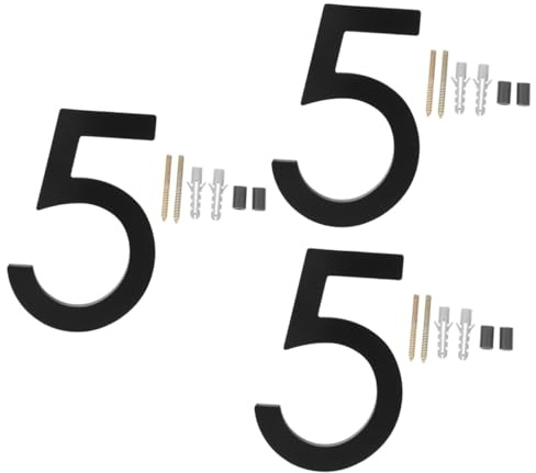 3pcs House Number Numbers Floating House Numbers Black Label Stickers Black Decor Modern House Mailbox Numbers Plaque House Numbers for Outside Truck Number Plate Letter Metal 3D
