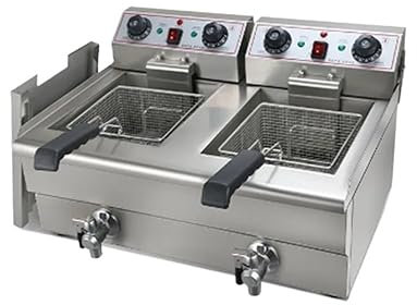 Écologique Certificat professionnel équipement de cuisine friteuse industrielle électrique électrique avec 2 réservoirs Sans fumée, facile à utiliser et à nettoyer