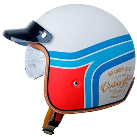 Rétro Casque À Face Ouverte Demi Casque avec Visière Léger Casque De Moto Jet pour Homme Et Femme ECE Homologué Vintage Casque Moto Bols pour Street Scooter Cruiser 3,M:57-58CM