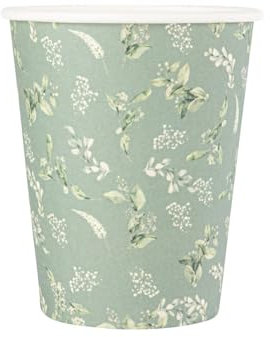 Artifetes Générique - 8 GOBELETS Carton BOTANIQUE 255ML Vert DE Gris