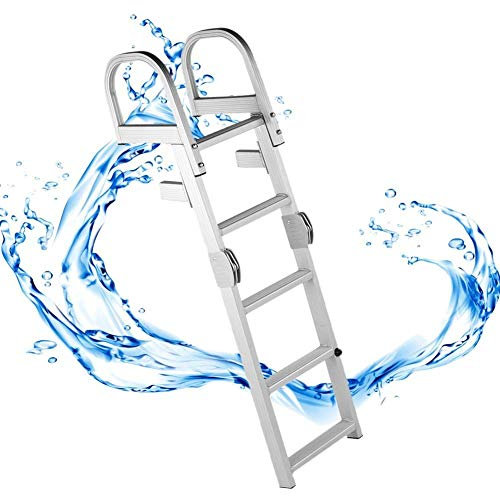 ZERAPH Bootsleiter, Poolleiter, Marine-Bootsleiter, 5-stufige Klappleiter, Aluminium-Ponton