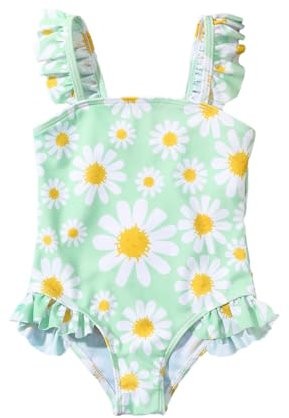 Generic Costume Intero Bambina Piscina Costumi da Bagno Bambina Bimba Bikini con Volant Vestiti da Bagno Costume Principessa Bambina Stampato Tankini da Mare Bimba 1-5 Anni (Mint Green, 3-4 Years)