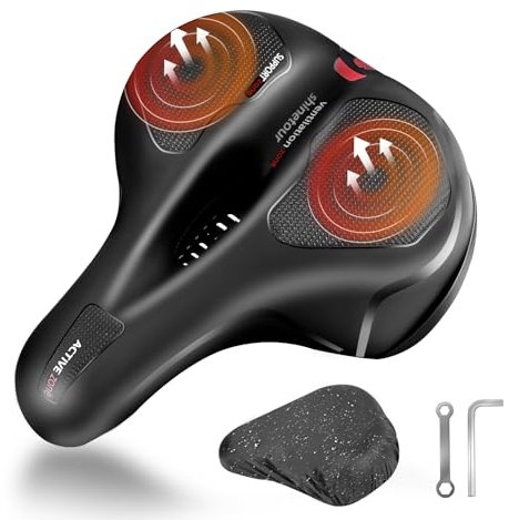 CRECAD Fahrradsattel Herren Damen - Bequem Weich Memory Foam Gelsattel Fahrrad Gel Sattel mit wasserdichte Abdeckung - Ergonomisch Breiter Atmungsaktiv Bikesattel für Cityrad (Rot)