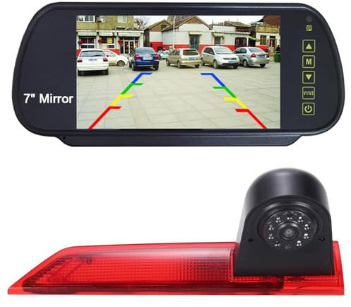 Auto Drittes Dach Bremslicht Rückfahrkamera Bremslicht Autokamera+7 Zoll LCD Rückspiegel Ersatz für Ford Transit Custom 2012-2016 Transporter Business MPV SUV Bus