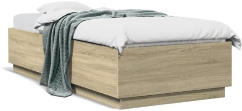 ZEYUAN Bettgestell mit Sonoma-Eiche 90x200 cm Holzwerkstoff, Bett, Bed Frame, Familienbett, Bettrahmen, Bett Gestell, Bett Rahmengestell, Schlafzimmer Bett - 3209634