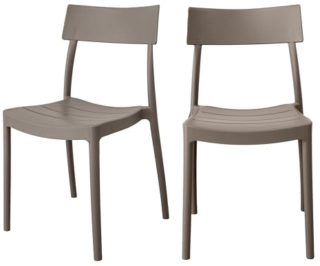 GARDENIA Roma Stuhl, Polypropylen, Taupe, 2, Einheit