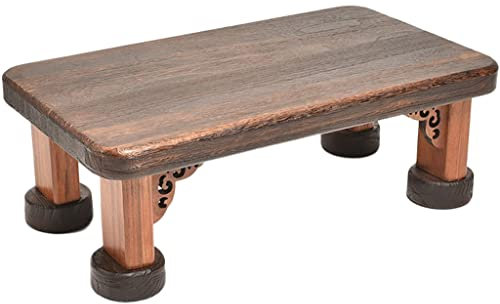 Rechteckiger Vintage-Couchtisch, verdickte Schreibtischplatte, Couchtische mit durchbrochener Gravur, ergonomischer Beistelltisch mit abgerundeten Ecken, für Tee (Farbe: Braun, Größe: 60 x 35 x 21 cm)