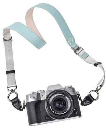 VOVMOEYA Camera Neck Strap,X-T50 body strap PU Shoulder Adjustable Strap for photographers for Fujifilm/for Nikon/for Canon/for Sony/for Minolta/for Panasonic/SLR/DSLR Cameras Texture-Light Blue