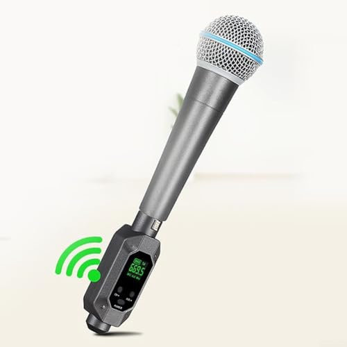 Convertitore microfono wireless, trasmettitore e ricevitore XLR, 12 x 4 cm, trasmissione wireless nera per microfono dinamico (1 in 1)