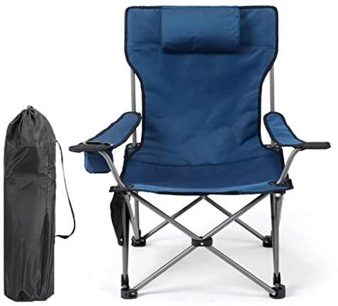 Campingstühle, Erwachsene, robuster, tragbarer, zusammenklappbarer Campingstuhl mit Getränkehalter, Kissen und Tragetasche/F/As SHO (EA)