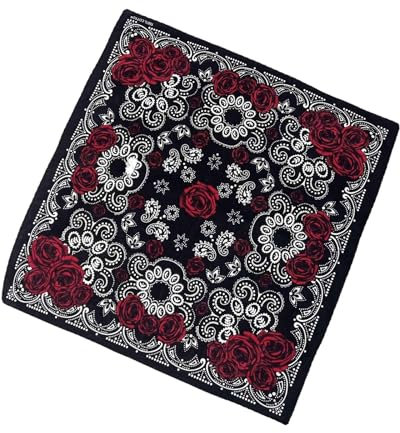 PLCPDM 21'' Rose Muster Bandana Kopf Schal Für Frauen Männer Platz Turban Kopf Schal Punk Kopf Wrap Kopfbedeckung