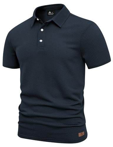 JACKETOWN Mens Polo Shirts Short Sleeve Lightweight Breathable Golf Polo Shirt for Men Adult Tennis T Shirts,Navy Blue,XL