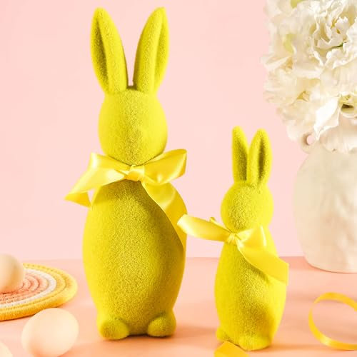 Amanman Osterhasen-Dekorationen, 2 Stück, Frühlingsdekorationen für Zuhause, 30,5 cm und 20,3 cm, grüne Hasen für Ostertischdekoration (grün)