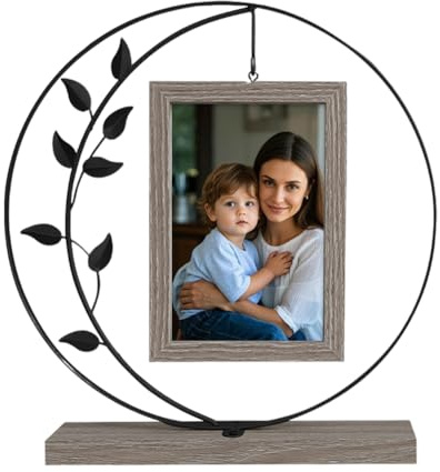 LOMUG Schwarzer Bilderrahmen, Vintage-Bilderrahmen mit Double-HD-Glas und hochwertigem Metall, zum Aufstellen für 2 Fotos, antiker Bilderrahmen, Geschenk für Mama und Oma (Schwarz)