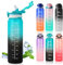 SEASEVEN Sports 1L Water Bottle with Straw,Plastic Drinks Bottle,1 Litre Water Bottles with Time Markings,Waterbottle Leak Proof-Bpa-Free for Gym,School, Office,Travel (Cyan-Black)
