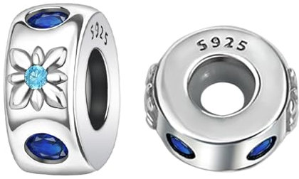 Rimgoris 925 Sterling Silber Damen Armbänder Halskette Blau Schneeflocke Clips Anhänger Damen Armband Charm Muttertag mit Zirkonia 2 Packungen