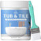 Tub And Tile Paint Kit, Bath Enamel Paint White Repair, 500g White Enamel Touchs-up Paint, No Undercoat Needed - For High Moisture Surfaces - High Gloss- For Bathtubs, Tiles, Sinks, Showers