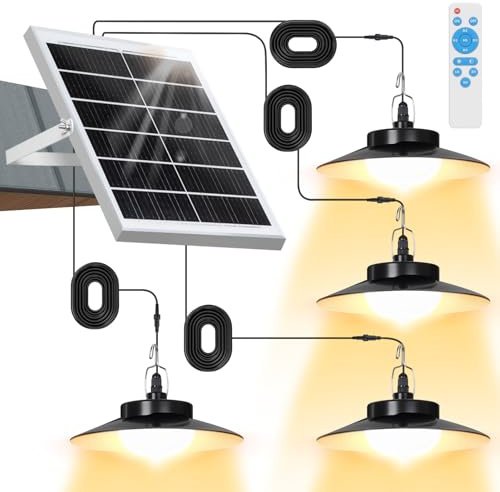 Laybasic Solarlampen Außen mit Bewegungsmelder Hängend, Extra Hell LED Solar Hängeleuchte Lange Betriebsdauer mit 4000mAh Akku, 5 Modi, Timer, IP65 für Garten Terrasse Balkon Innen(4 Lampe, Warmweiß)